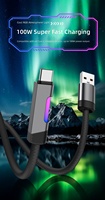 Câbles de données USB-C vers C 5A à charge rapide PD 100W PD 27W, 1m 2M, en nylon tressé, type C RGB