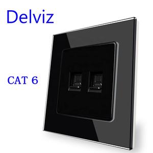 Delviz คอมพิวเตอร์ช่องเสียบผนัง2ช่อง, อะแดปเตอร์โมดูล RJ45, ไม่มีโลโก้แผงกระจกคริสตัล, สายเคเบิลเครือข่ายคู่, ซ็อกเก็ต <span class=keywords><strong>LAN</strong></span> <span class=keywords><strong>CAT6</strong></span> - Product Image 3