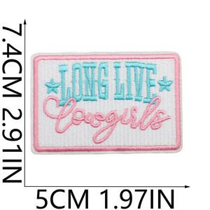 Bán buôn tùy chỉnh thêu vá cao bồi phương Tây thêu vải dán màu Hồng Cô Gái vá Sticker túi áo khoác trang trí - Product Image 3