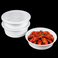 Barquette alimentaire ronde transparente en plastique PP jetable sans BPA, compatible micro-ondes, grande capacité, empilable, pour soupes et riz