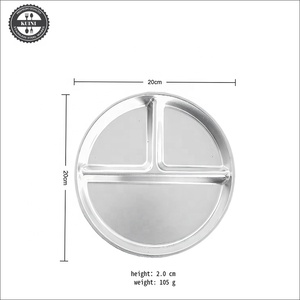 Assiettes pour enfants en acier inoxydable, lot de 3, 20 cm, assiette à compartiments pour le contrôle des portions des tout-petits, sans BPA, passe au lave-vaisselle, plat à collation pour bébé - Product Image 6
