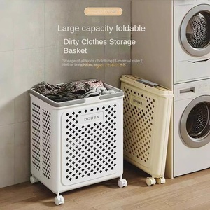 <span class=keywords><strong>Cesto</strong></span> per Bucato Pieghevole con Ruote, Contenitore Portatile in Plastica per Vestiti <span class=keywords><strong>Sporchi</strong></span>, per Bagno, Camera da Letto e Uso Domestico - Product Image 5