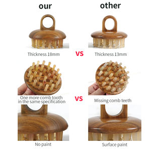 Sandelholz Kamm Breit zahn Meridian Massage gerät Mode Kopfhaut Massage gerät Kamm Haar Mit Griff Holz Haar bürste Mit Logo - Product Image 4