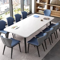 Table de conférence carrée moderne de haute qualité, solide et de grande taille, avec chaises assorties, pieds en acier inoxydable anti-corrosion, table à six pieds