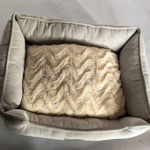 Lit pour chat et chien en forme de grotte, en velours côtelé rond, doux et confortable, en mousse à mémoire de forme, couleur brun clair, amovible - Product Image 1