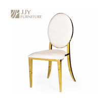 JJY-YHY-H001 vente en gros de luxe moderne en or en acier inoxydable dossier rond empilable hôtel événement salle à manger chaise de banquet pour mariage