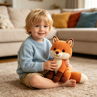 Peluche renard assis tricotée, jouet animal sauvage réaliste fait main au crochet, figurine artisanale mignonne, vente en gros, jouet en peluche personnalisé
