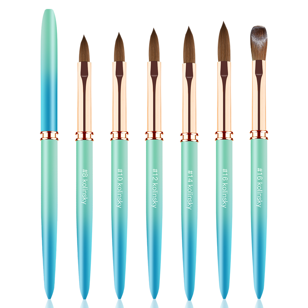 Новая настраиваемая акриловая кисть для ногтей, Высококачественная щетина, Размер 8 ~ 18, Пользовательский логотип, 100% чистые оригинальные кисти Kolinsky для ногтей 10