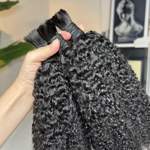 Extensions de cheveux humains afro crépus en vrac, cheveux indiens Remy, cheveux humains à tresser en vrac style bohème - Product Image 2