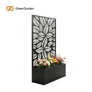 Gnee Garden Metal Planter Box with Geometric Slatted Cut-Out Pattern Rust Resistant Outdoor Modern Plant <b>Stand</b> - Product Image 5