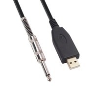 Gitar Mono Jack 6.35Mm Profesional, Adaptor Timbal Kabel Rekaman Tautan USB Ke PC