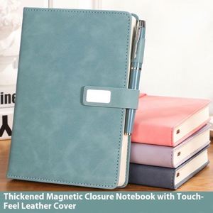 High-End A5 Thickened Portable Work <b>Journal</b> Notebook Magnetic Buckle Leather Office Meeting Record Book Thread Sewing for School - Product Image 2