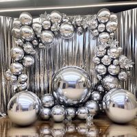 Ballon sphérique géant 4D rond en aluminium or/argent de 50/60/70 pouces pour la décoration de fêtes d'anniversaire et de lancement de centres commerciaux - Vente en gros