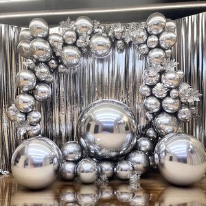 <span class=keywords><strong>Ballon</strong></span> sphérique géant 4D rond en aluminium or/argent de <span class=keywords><strong>50</strong></span>/60/70 pouces pour la décoration de fêtes d'anniversaire et de lancement de centres commerciaux - Vente en gros - Product Image 2