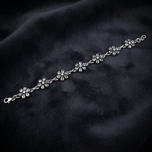 925artpalace Graceful Cubic Zirconia Gemstone <b>Silver</b> <b>Bracelet</b> Floral Design Stylish - Product Image 2