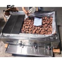 Dessus de table commercial en acier inoxydable gril en pierre volcanique électrique/gaz gril à charbon de bois gril de roche de lave pour hôtel de Restaurant