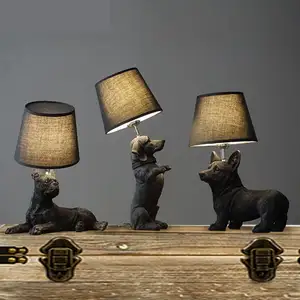 Lampu Malam Gaya Eropa Bentuk Hewan Anak-anak Lampada Da Da Tavolo Stile Negara Terlaris Dekorasi Kamar Tidur Lampu Meja Anjing