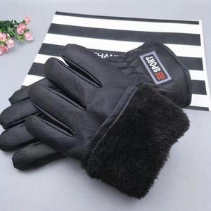 Gants de sport en cuir à doigts entiers, taille unique, noirs, pour le cyclisme, doublés de polaire, chauds, compatibles avec les écrans tactiles - Product Image 4