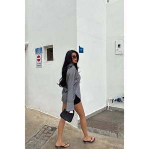 Black Romi Casual Striped <b>Shirt</b> XL Size Cotton Knitted Breathable Woven Embroidered Logo Daily Style <b>Half</b> <b>Button</b> Hole for Summer - Product Image 1