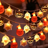 Guirlandes lumineuses d'Halloween multiformes (chat, fantôme, citrouille) pour décoration intérieure de fête