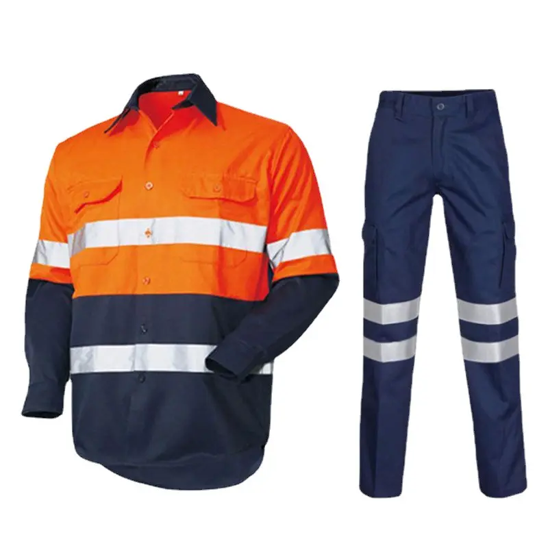 Hivis Jacket Pants Shirt Workwear Construction Site with Hood Set Working Clothes Worker Workwear Uniforms Suits