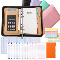 Carnet de voyage en cuir PU format A6, agenda, carnet de notes, portefeuille, budget d'épargne, classeur à 6 anneaux avec enveloppes