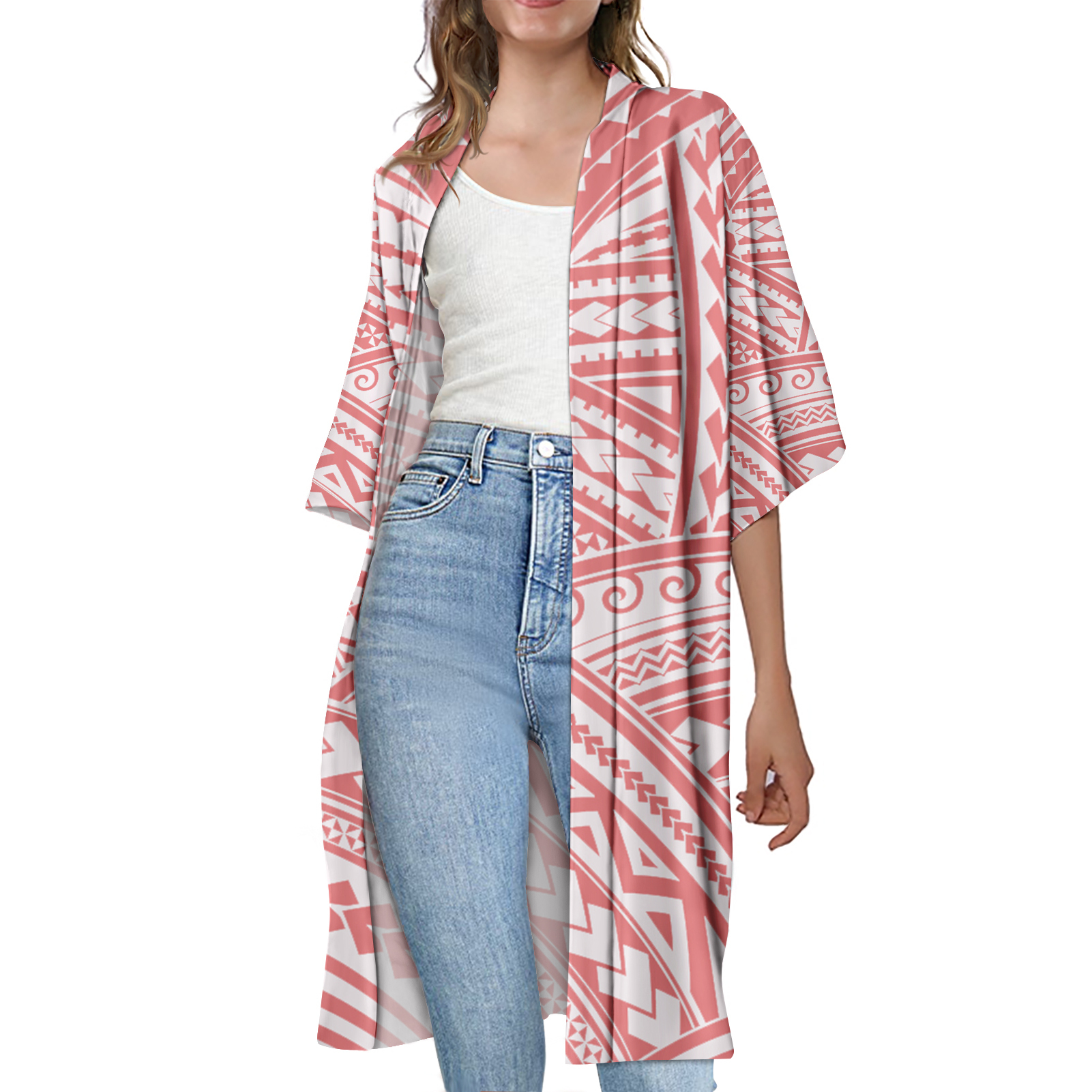 Women's Long Duster Cardigan - Soft Viscose Bamboo Open Front Maxi Cover-Up - View #4