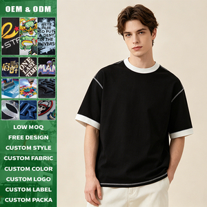 เสื้อยืดคอกลมแขนสั้นผ้าฝ้ายแท้ 220 กรัม ระบายอากาศได้ดี ทรงหลวมไหล่ตก สีพื้น สไตล์สตรีทแวร์ คุณภาพพรีเมียม - Product Image 1