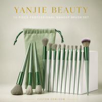 Ensemble de 13 pinceaux de maquillage vegan avec poils synthétiques pour fond de teint, fard à paupières et anticernes - Kit d'outils en gros