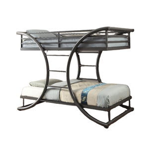 Modern industrieel metalen demontabel slaapkamermeubilair, stapelbed in tweepersoons- en queensize voor gezinnen en kinderen, ijzeren frame - Product Image 3