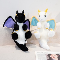 Peluche géante super douce et câline, faible MOQ, animaux sauvages, dragon noir, dragon blanc
