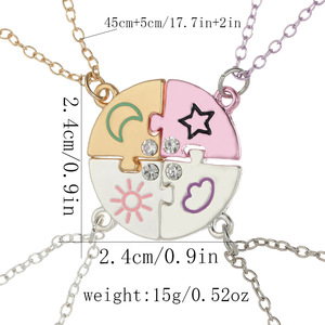 Collana con Ciondolo Vintage a Forma di Puzzle 3-4 Pezzi in Lega, Cuore Spezzato Personalizzato per Migliori Amici, Gioiello Trendy per Feste - Product Image 3