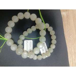 Pulsera Elástica Ajustable de Piedras Preciosas Blancas de Moda Personalizada de Fábrica, Pulsera Elástica con Cuentas de Piedras Preciosas - Product Image 4