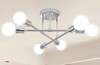 Lustre LED moderne en fer forgé à plusieurs tiges, argenté, pour salon, chambre à coucher, suspension décorative