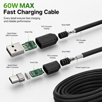 Câble USB A vers USB C 3A, câble de charge rapide et de transfert de données, cordon de chargeur USB C en PVC pour téléphone et tablette Android