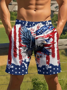 Pantalones Cortos de Playa de Secado Rápido con Estampado de Águila y Bandera de EE. UU. para el Día de la Independencia, Shorts de Surf para <span class=keywords><strong>Hombre</strong></span>, Venta al Por Mayor OEM - Product Image 5
