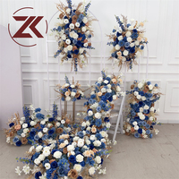 Décoration florale de mariage faite à la main, série Forêt ZKAI, couleur bleue, fleurs artificielles en soie, chemin de table