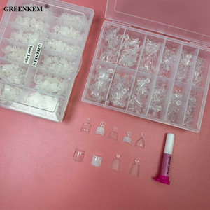 Caja de 600 Uds. De puntas de <span class=keywords><strong>uñas</strong></span>, Mini Luna/triángulo, hojas de manicura de palo francés, puntas de <span class=keywords><strong>uñas</strong></span> postizas naturales transparentes redondas cortas - Product Image 2