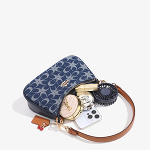 Cross-border Foreign Trade New Tannin Blue <strong>Medium</strong> Zipper Wanderer Underarm Pillow Mini Bucket Shoulder Crossbody <strong>Handbag</strong> - Product Image 3