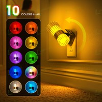 Lampes de nuit LOHAS RGB à changement de couleur 180 °   Lampe murale rotative avec capteur crépusculaire pour chambre et couloir
