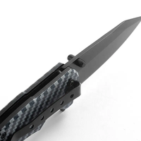 Couteau de poche pliant à manche ABS, lame noire, verrouillage Liner Lock, couteau tactique EDC avec brise-vitre et clip ceinture