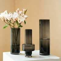 Mini vase en verre transparent à tube droit, petit vase pour fleur unique, décoration de table à manger, mariage, hôtel, bureau