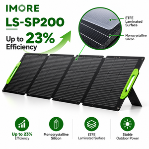 Panneau solaire portable 200W, efficacité 23%, module pliable ETFE avec connecteur MC4 pour camping, camping-car, caravane et stations d'alimentation extérieures - Product Image 3