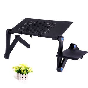 Support pliable pour ordinateur portable Yi Li 804 en alliage d'aluminium avec fonction de refroidissement pour utilisation au lit, portable, bureau à domicile, noir - Product Image 1