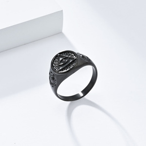 yunnique punk devil's eye triangular eye <b>ring</b>, trendy men's retro Horus eye <b>titanium</b> steel <b>ring</b> - Product Image 4