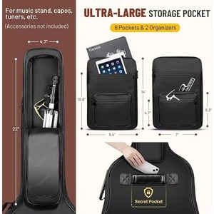 Échantillon gratuit de housse de transport rembourrée personnalisée en Oxford pour guitare acoustique et basse - Product Image 5