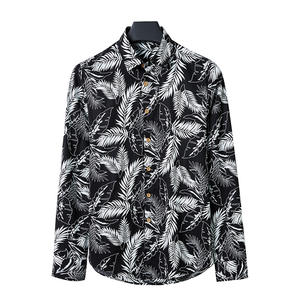 TONGYANG chemises imprimées à manches longues pour hommes chemise en coton décontractée à fleurs coupe ajustée vêtements de mode pour hommes chemises hawaïennes de grande taille - Product Image 2