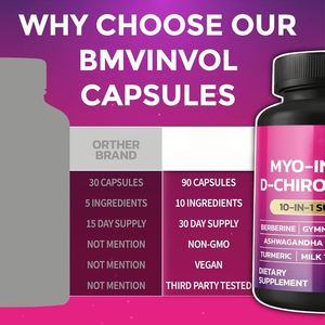 Myo & D-Chiro 120 Vegetarion Cápsulas Rotio Inositol Suplemento dietético Prueba de seguridad alimentaria - Product Image 4