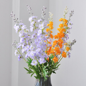 Fleurs artificielles de delphinium Yoshinobu en soie, bouquet rose et blanc, décoration de mariage, branche unique - Product Image 4