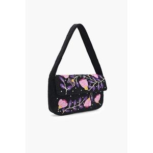 Bolso de Hombro con Cuentas de Rosa Violeta, Bolso de Mano con Cuentas Florales Hecho a Mano para Fiestas, Moda de Noche y Colecciones de Regalos - Product Image 1